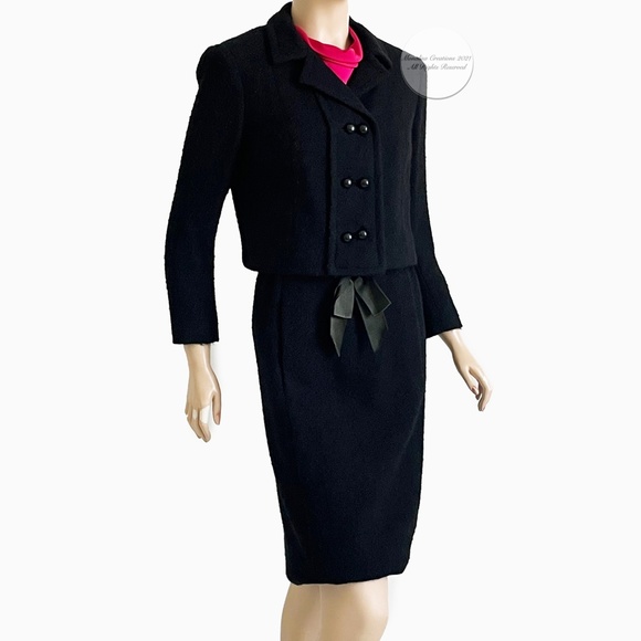 Vintage Adele Simpson Dress Suit Boucle/Silk 50s - Picture 4 of 15